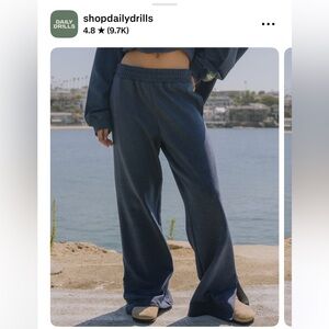 NWT Daily Drills Fleece Wide Leg Sweatpants in Denim